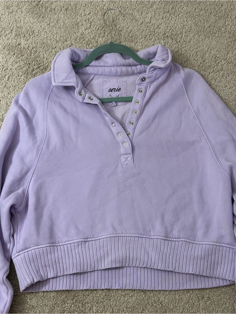 aerie Lilac Snap-Front Fleece Pullover